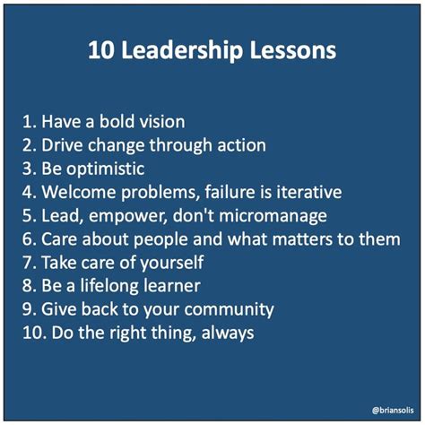Leadership Lessons .